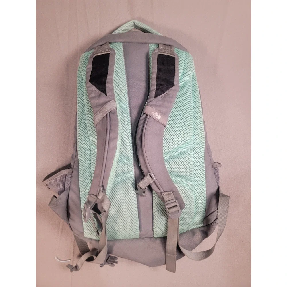 The North Face Pivoter Backpack Gray Mint Green Laptop School Travel Daypack